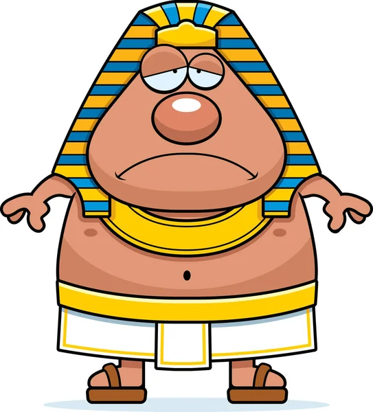 Triste caricatura Faraón egipcio — Vector de stock