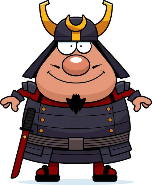 Happy Cartoon Samurai — Stockvector