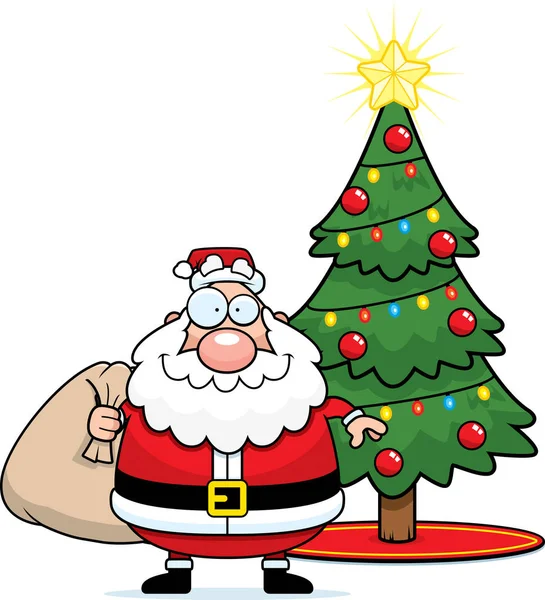 Árbol de Navidad de Santa Claus de dibujos animados — Vector de stock