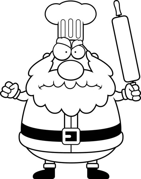 Angry Cartoon Papai Noel Chef — Vetor de Stock