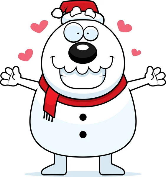Boneco de neve dos desenhos animados Santa Abraço — Vetor de Stock