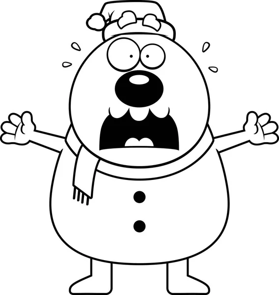 Przestraszony kreskówka Snowman Santa — Wektor stockowy