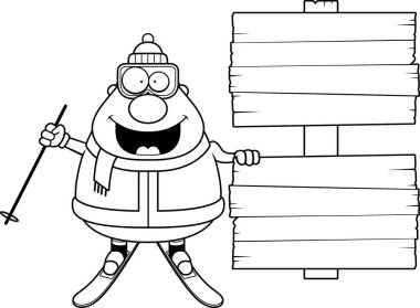 Çizgi film kayakçı işareti