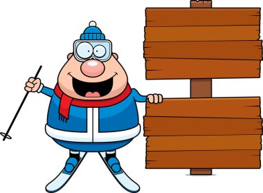 Çizgi film kayakçı işareti