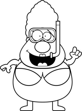 Şnorkel çizgi film kadın