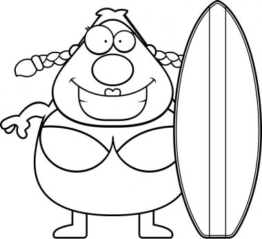 Çizgi film kadın sörf tahtası