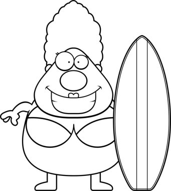 Çizgi film kadın sörf tahtası