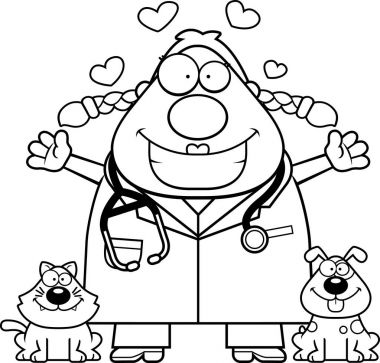 Karikatür hayvan hastalıklarıyla ilgili kucaklama