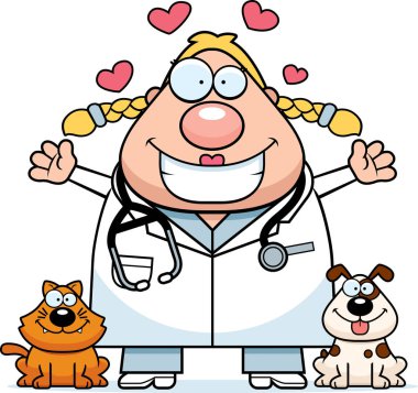 Karikatür hayvan hastalıklarıyla ilgili kucaklama