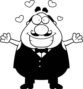 Çizgi film garson kucaklama