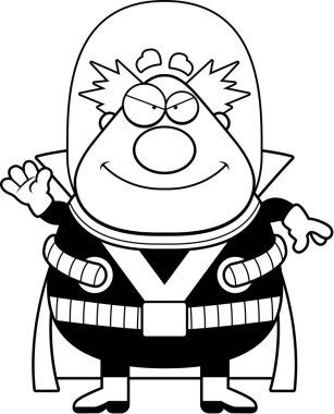 Çizgi film Supervillain sallayarak