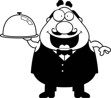 Çizgi film garson tepsi