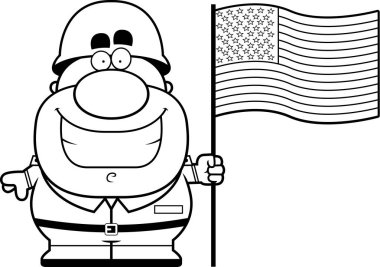 Çizgi film asker bayrağı ile