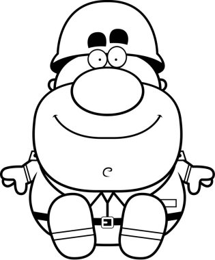 Çizgi film asker oturma