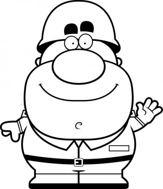 Çizgi film asker sallayarak