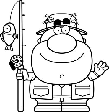 Çizgi film balıkçı sallayarak