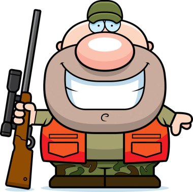 Gülümseyen karikatür avcı