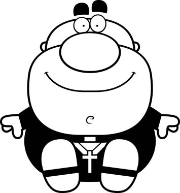 Çizgi film rahip oturma