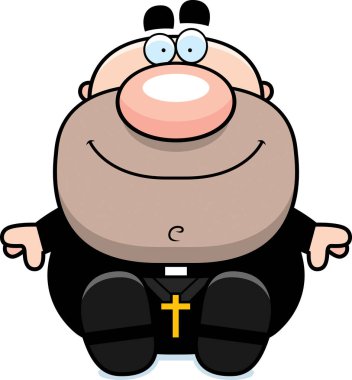 Çizgi film rahip oturma