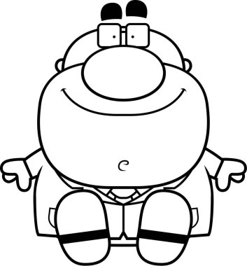 Çizgi film bilim adamı oturma