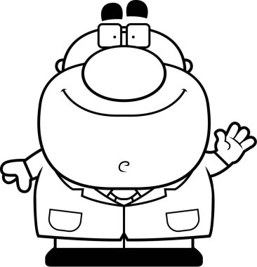 Çizgi film bilim adamı sallayarak