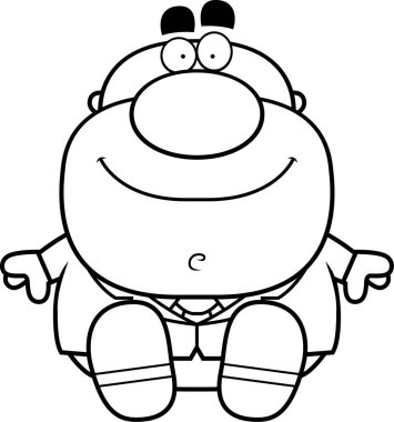 Çizgi film işadamı oturma