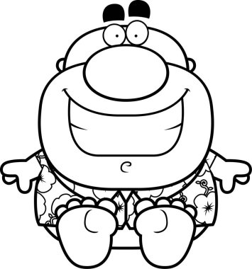 Çizgi film turist oturma