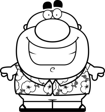 Çizgi film turist gülümseyen