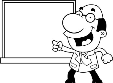 Çizgi film bilim adamı kara tahta