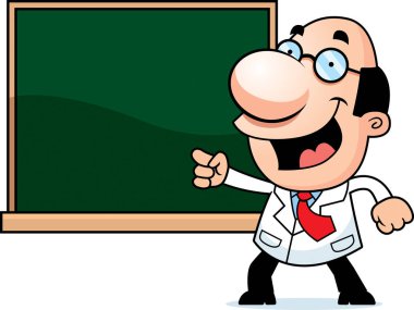 Çizgi film bilim adamı kara tahta