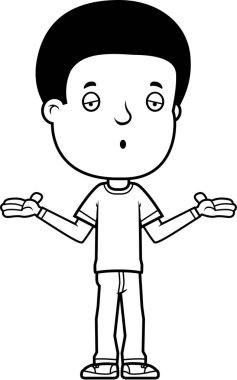 Genç çocuk omuz silkme