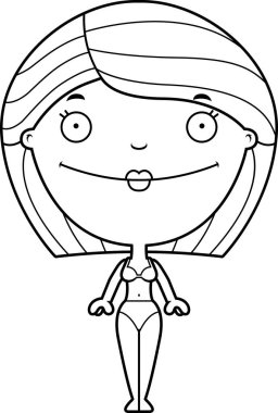 Mutlu karikatür kadın Bikini