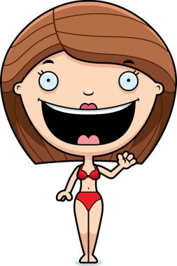 Karikatür kadın Bikini sallayarak