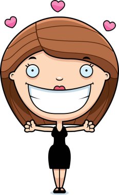 Çizgi film kadın siyah elbise kucaklama