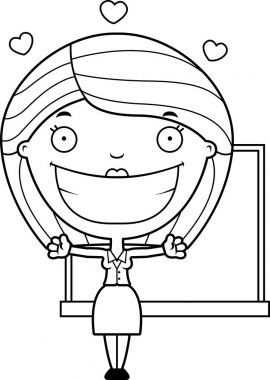 Çizgi film öğretmen kucaklama