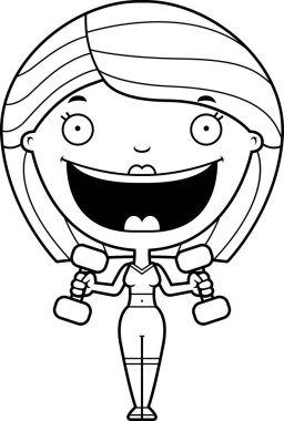 Çizgi film kadın ağırlık kaldırma