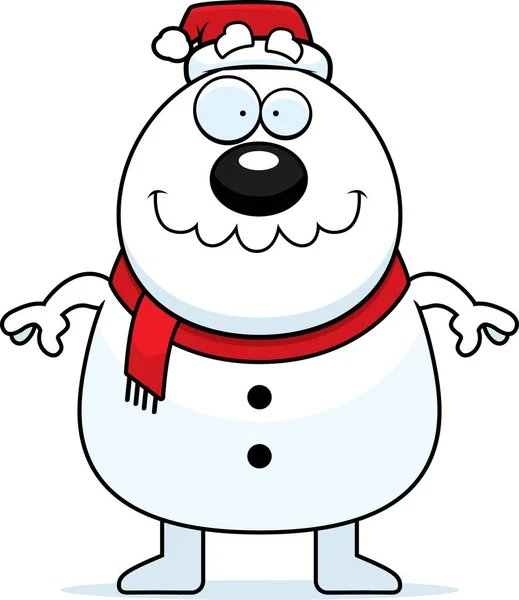 행복 한 만화 눈사람 산타 — 스톡 벡터
