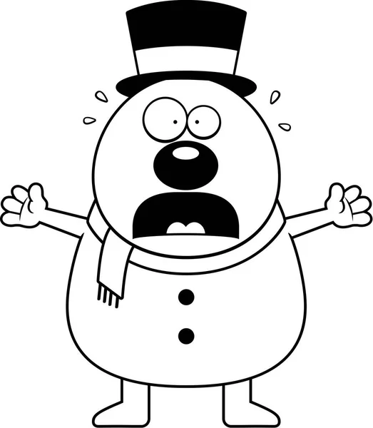 Bonhomme de neige de bande dessinée effrayé — Image vectorielle