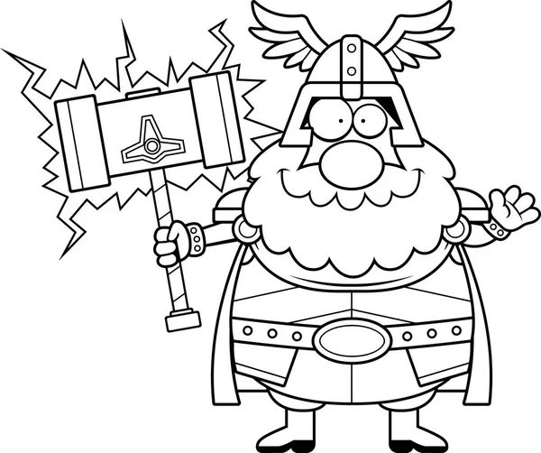 Cartoon Thor zwaaien — Stockvector