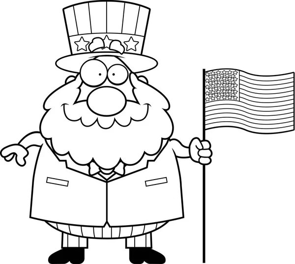 Dessin animé Patriotic Man Drapeau — Image vectorielle