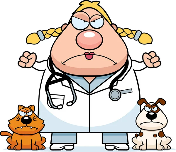 Veterinario de dibujos animados enojado — Vector de stock