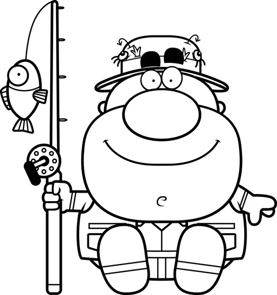 Çizgi film balıkçı oturma