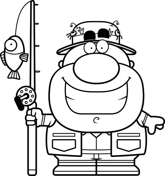 Çizgi film balıkçı gülümseyen