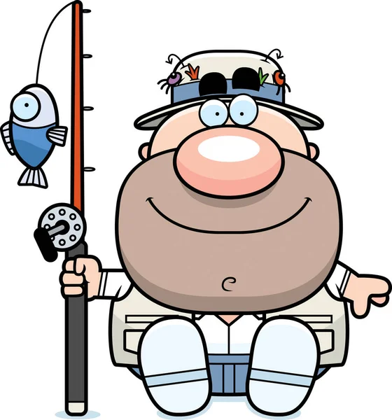 Çizgi film balıkçı oturma