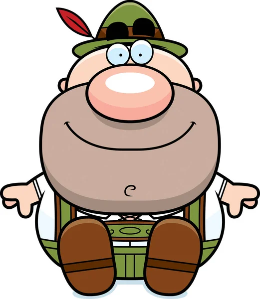 Dibujos animados Lederhosen hombre sentarse — Vector de stock