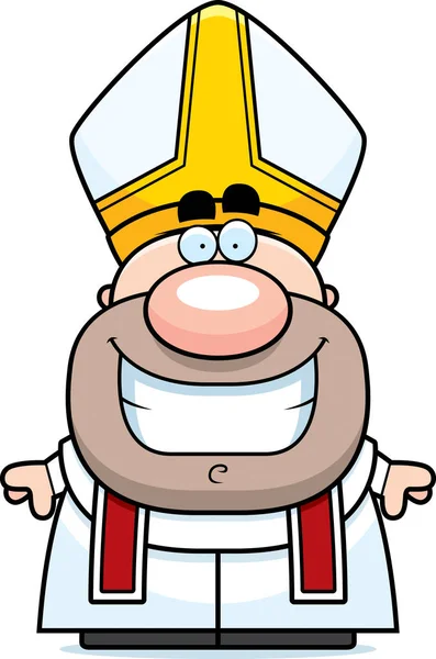 Cartoon Pope Smiling - Stok Vektor