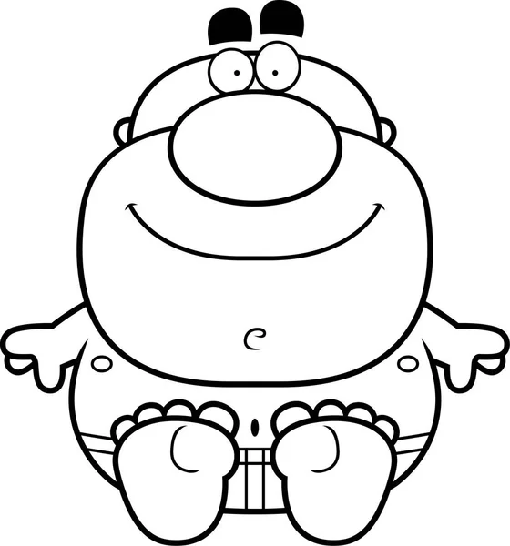 Hombre de dibujos animados en traje de baño sentado — Vector de stock