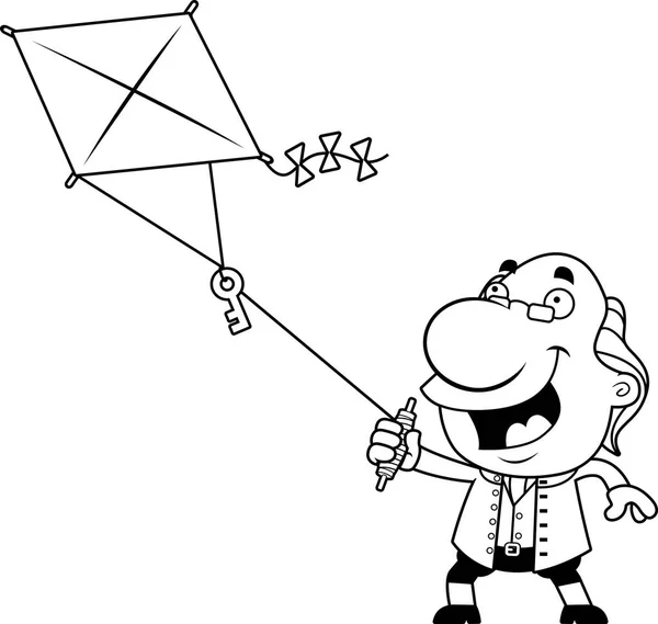 Cartoon Ben Franklin Kite — Stockvector