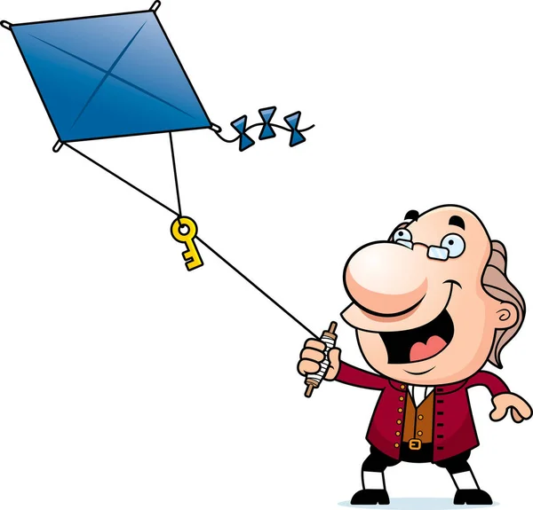 Cartoon Ben Franklin Kite — Stockvector