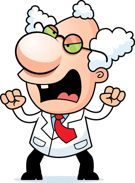 Angry Cartoon Mad Scientist — Stock Vector